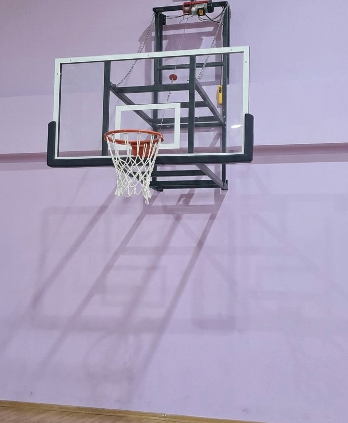Motorlu Yükseklik Ayarlı Duvara Monte Katlanır Basketbol Potası