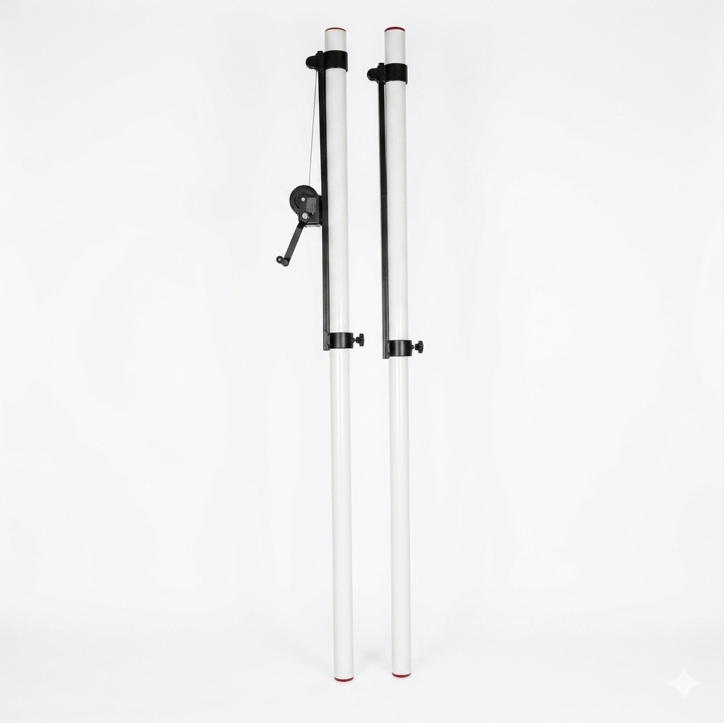 Voleybol Direk ve File Seti | 76x3 mm Metal Boru | Yükseklik Ayarlı | Kriko Sistemli | BİRLİKSPOR
