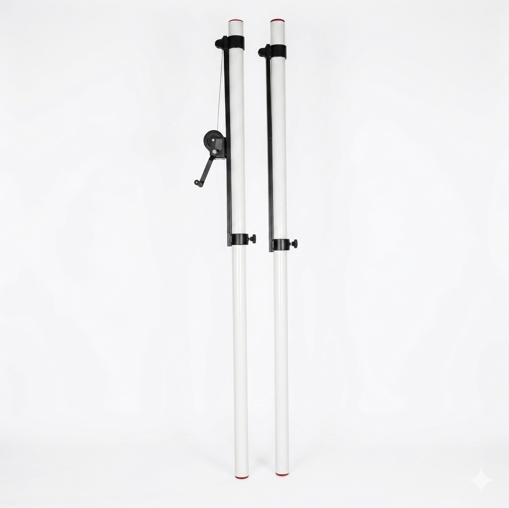 Voleybol Direk ve File Seti | 76x3 mm Metal Boru | Yükseklik Ayarlı | Kriko Sistemli | BİRLİKSPOR