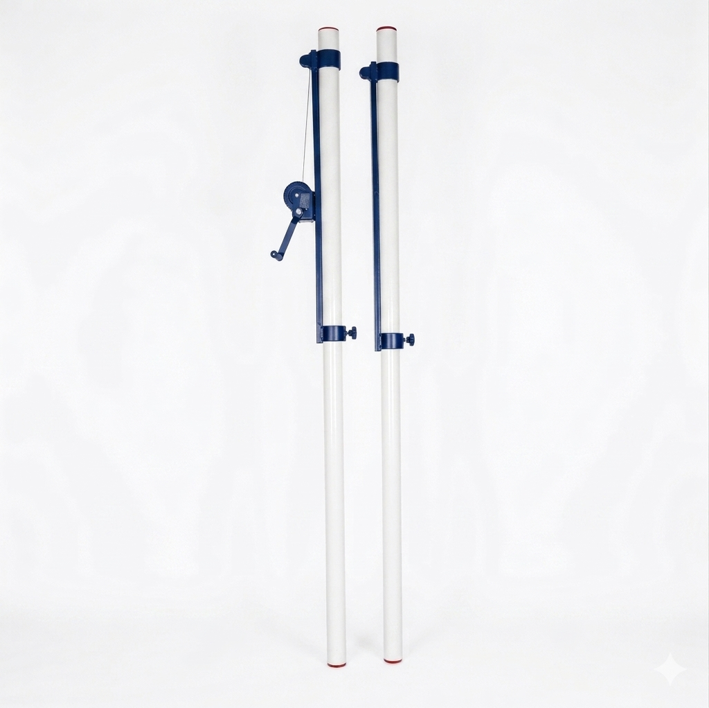 Voleybol Direk ve File Seti | 76x3 mm Metal Boru | Yükseklik Ayarlı | Kriko Sistemli | BİRLİKSPOR