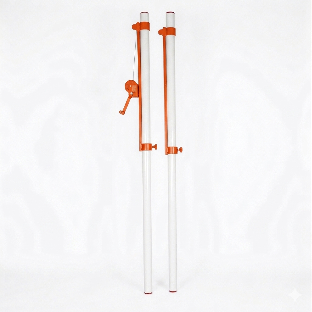 Voleybol Direk ve File Seti | 76x3 mm Metal Boru | Yükseklik Ayarlı | Kriko Sistemli | BİRLİKSPOR