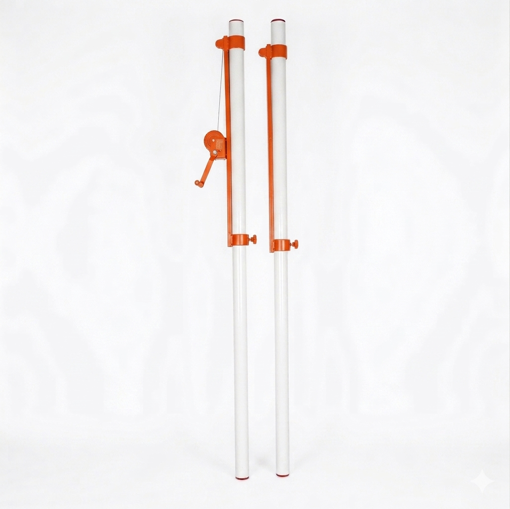 Voleybol Direk ve File Seti | 76x3 mm Metal Boru | Yükseklik Ayarlı | Kriko Sistemli | BİRLİKSPOR