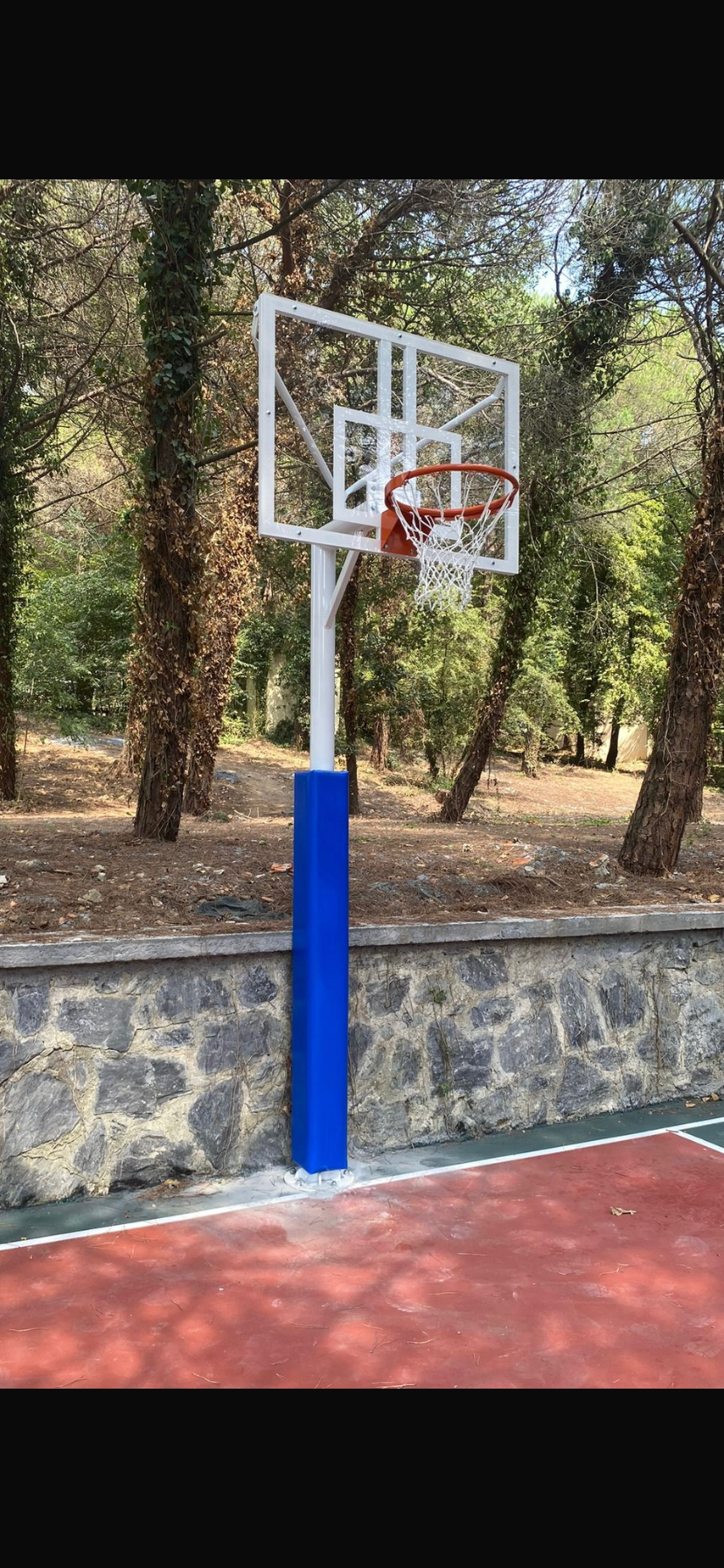 Tek Direkli Basketbol Potası | 90x120 cm Akrilik Cam Panya | 89x4 mm Metal Direk | BİRLİKSPOR
