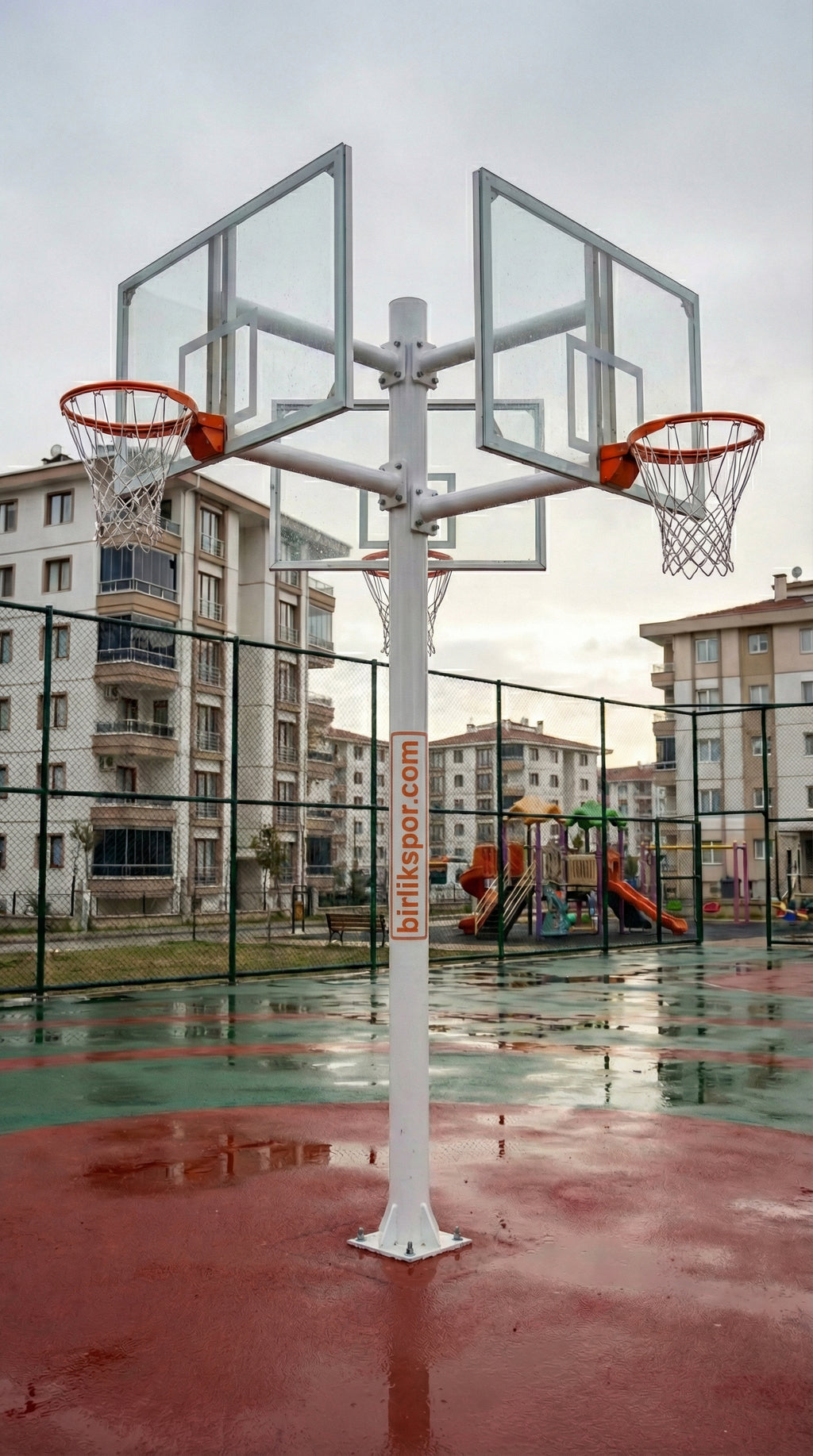 3 Çemberli 3 Yönlü Açık Alan Basketbol Potası | Akrilik Panya